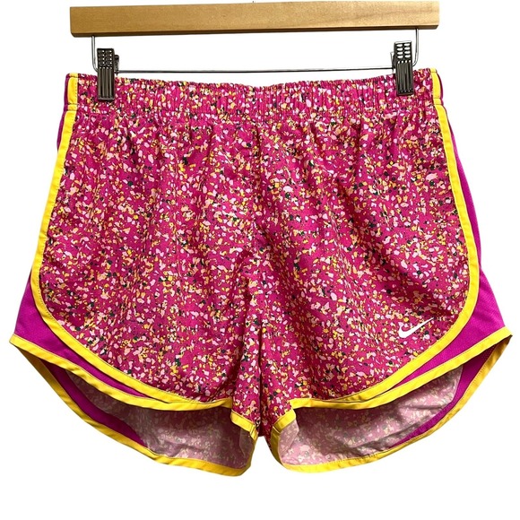 Nike Pants - Nike Dri-FIT Tempo Shorts Womens Large Pink Yellow Splatter Running Sporty Gym